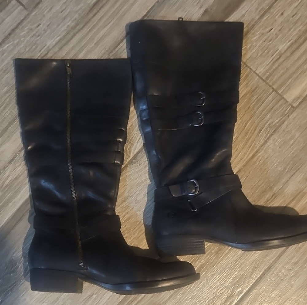 Born Black Mid-Calf Buckle Riding Boots